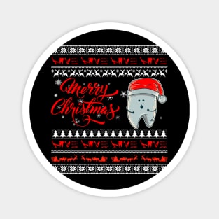 funny Chritsmas tooth with Santa hat shirt - Christmas dentist shirt - tooth merry Christmas gift dentist dental student dentistry Magnet